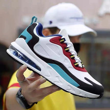 Colorful sneaker held by a person