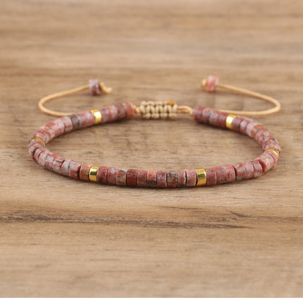 Women's Natural Stone Adjustable Beaded Bracelet – Handwoven Crystal Anklet & Spacer Beads