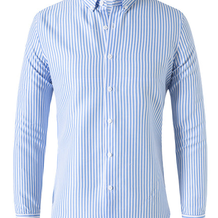 Blue and white striped shirt on a white background