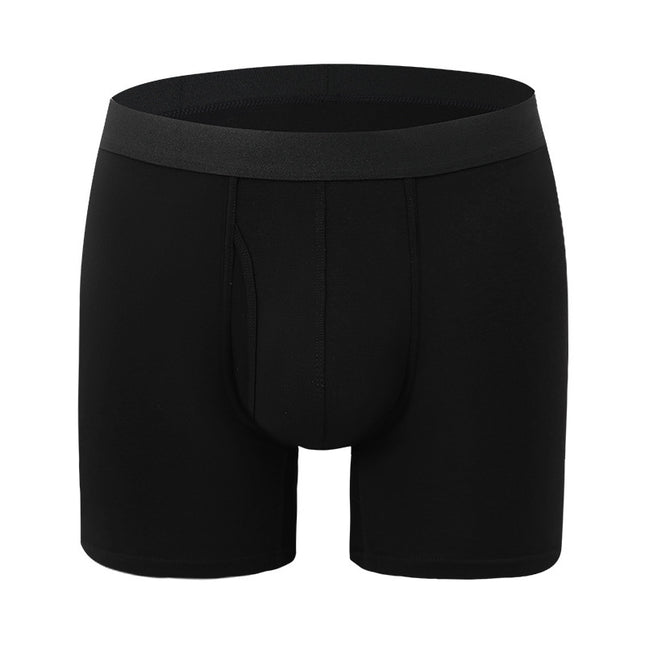 Black boxer briefs on a white background
