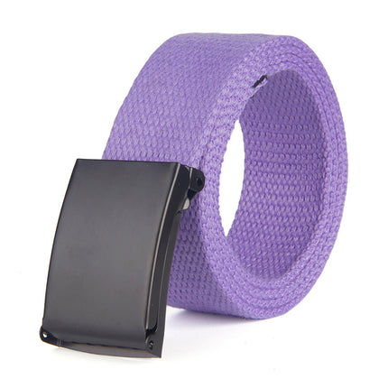 Purple belt with a black buckle on a white background