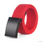 Red belt with a black buckle on a white background