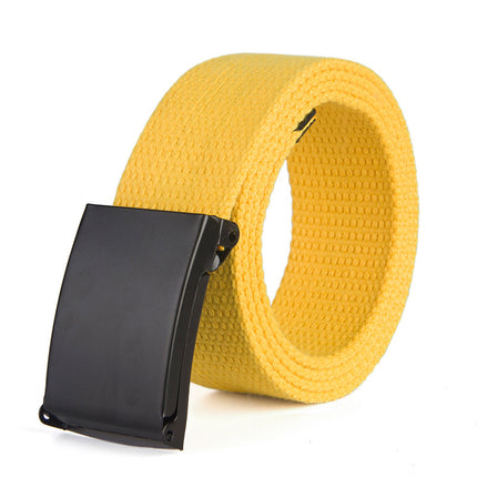 Yellow belt with a black buckle on a white background