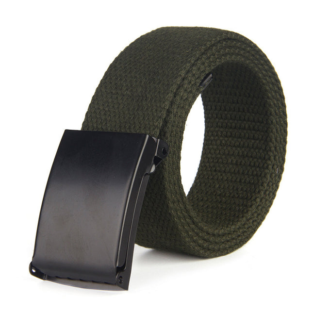 Green belt with a black buckle on a white background