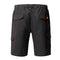 Black cargo shorts with multiple pockets on a white background