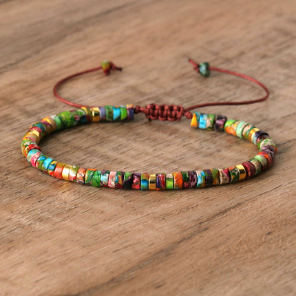Women's Natural Stone Adjustable Beaded Bracelet – Handwoven Crystal Anklet & Spacer Beads