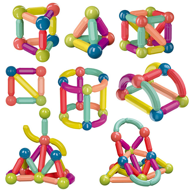 Colorful magnetic building toy set with packaging