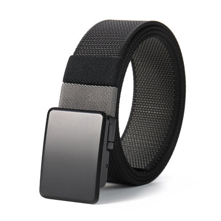 Black belt with a silver buckle on a white background