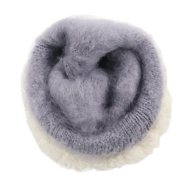 Gray knitted ear warmer on a white background