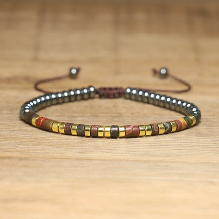 Women's Natural Stone Adjustable Beaded Bracelet – Handwoven Crystal Anklet & Spacer Beads