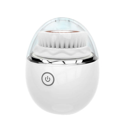 White facial cleansing brush with clear dome cover