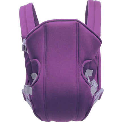 Purple baby carrier with gray straps