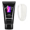 Black tube of Acryl Gel with a sample of clear gel on a white background