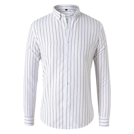 White shirt with black vertical stripes on a white background