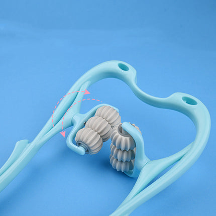 Teal archery bow with gray nocks on a blue background