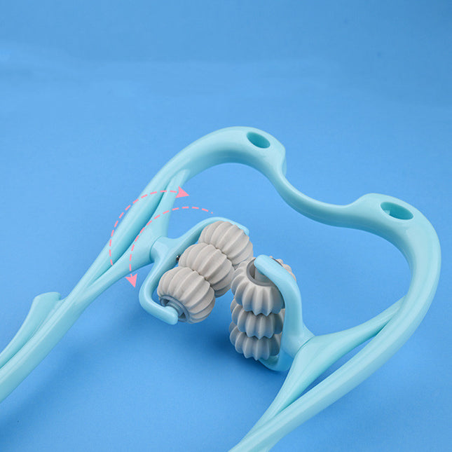 Teal archery bow with gray nocks on a blue background