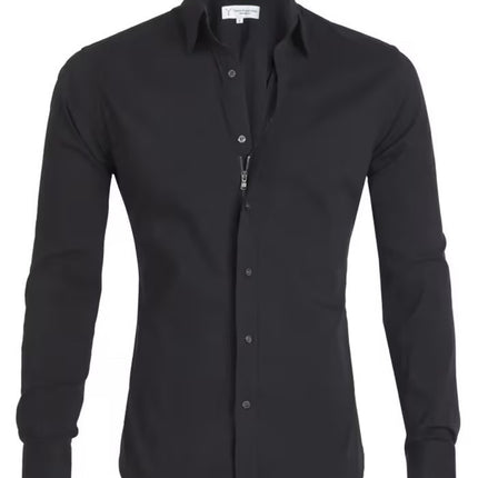 Black dress shirt with a zipper