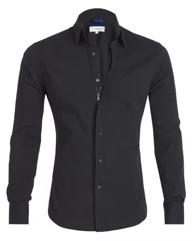 Black dress shirt with a zipper