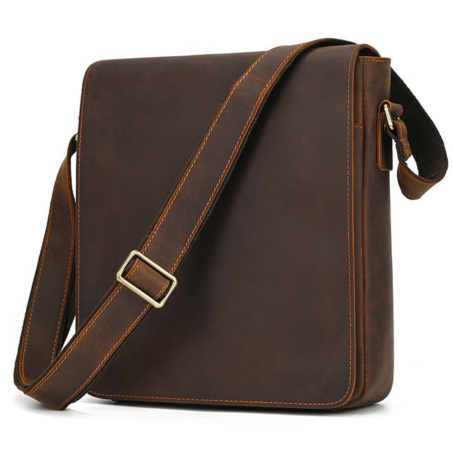 First Layer Cowhide Men’s Leather Shoulder Bag – Retro Crossbody Bag
