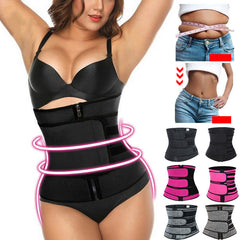 Black waist trainer with before and after effects on a white background