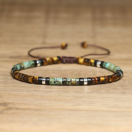 Women's Natural Stone Adjustable Beaded Bracelet – Handwoven Crystal Anklet & Spacer Beads