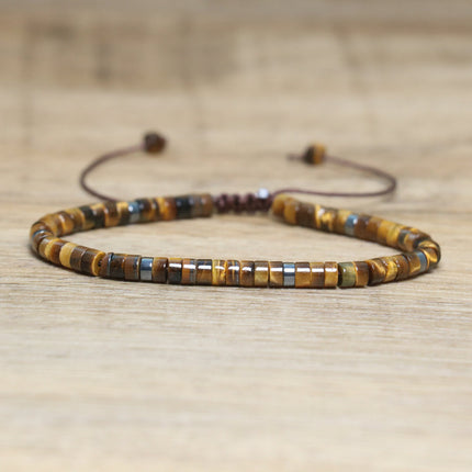 Women's Natural Stone Adjustable Beaded Bracelet – Handwoven Crystal Anklet & Spacer Beads