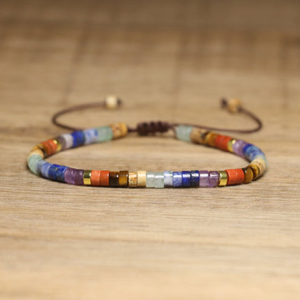 Women's Natural Stone Adjustable Beaded Bracelet – Handwoven Crystal Anklet & Spacer Beads