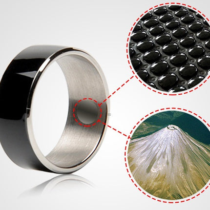 Metallic ring with close-up details on a white background