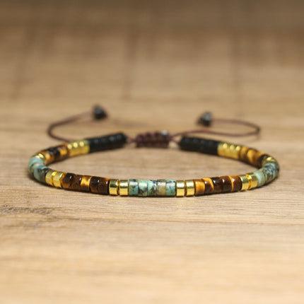 Women's Natural Stone Adjustable Beaded Bracelet – Handwoven Crystal Anklet & Spacer Beads