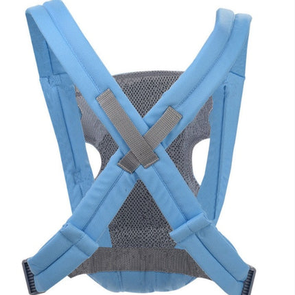 Blue back brace with gray mesh