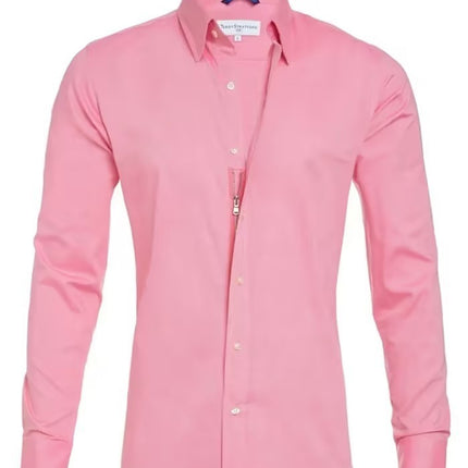 Pink shirt with a collar on a white background