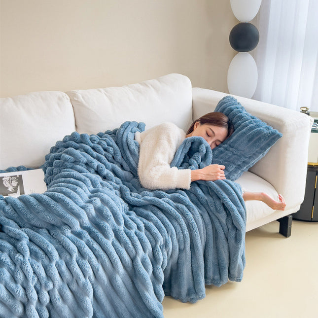 Woman sleeping on a white couch