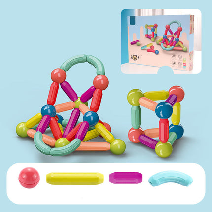 Colorful magnetic building toy set with packaging