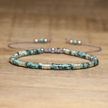Women's Natural Stone Adjustable Beaded Bracelet – Handwoven Crystal Anklet & Spacer Beads