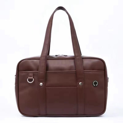 Brown leather briefcase on a white background