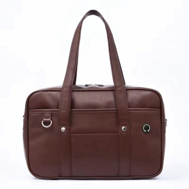Brown leather briefcase on a white background