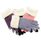 Set of colorful gloves with fur-lined cuffs on a white background
