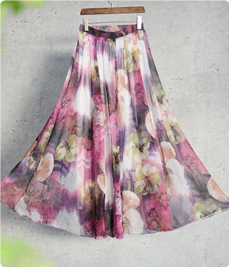 Floral patterned skirt on a gray background