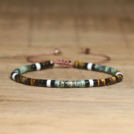 Women's Natural Stone Adjustable Beaded Bracelet – Handwoven Crystal Anklet & Spacer Beads