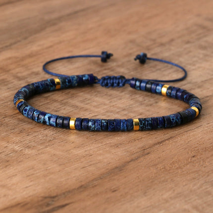 Women's Natural Stone Adjustable Beaded Bracelet – Handwoven Crystal Anklet & Spacer Beads