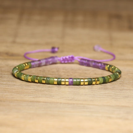 Women's Natural Stone Adjustable Beaded Bracelet – Handwoven Crystal Anklet & Spacer Beads