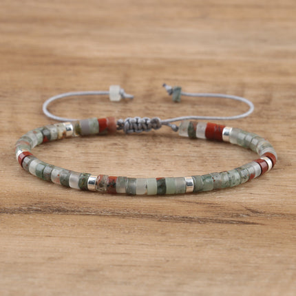 Women's Natural Stone Adjustable Beaded Bracelet – Handwoven Crystal Anklet & Spacer Beads