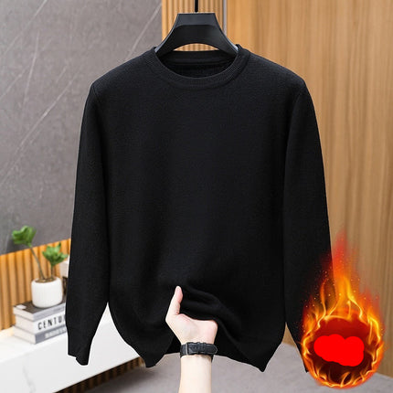 Black sweater on a hanger with flame graphic and text 'Flame Thickening' in a room setting.