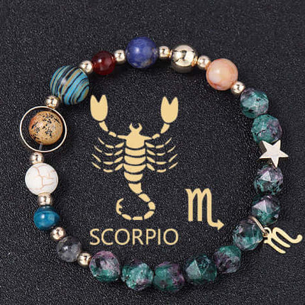 Bracelet with Scorpio zodiac symbol on a black background