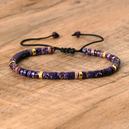 Women's Natural Stone Adjustable Beaded Bracelet – Handwoven Crystal Anklet & Spacer Beads