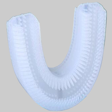 White dental impression tray with blue accents 