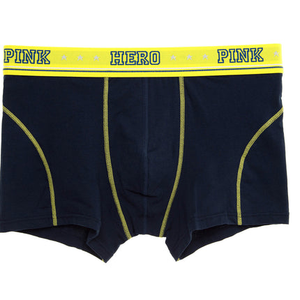 Black boxer briefs with yellow accents and 'PINK HERO' waistband on a white background