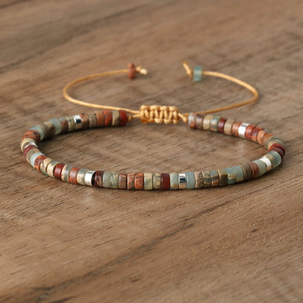 Women's Natural Stone Adjustable Beaded Bracelet – Handwoven Crystal Anklet & Spacer Beads