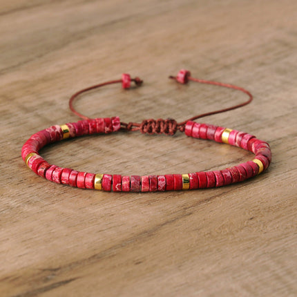 Women's Natural Stone Adjustable Beaded Bracelet – Handwoven Crystal Anklet & Spacer Beads