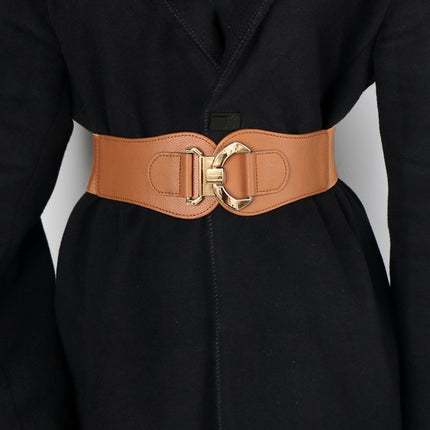 Black coat with a tan belt featuring a gold buckle on a white background